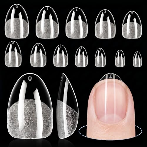 Extra Short Almond Nail Tips 192Pcs - Full-Coverage Fake Nails for DIY Manicure