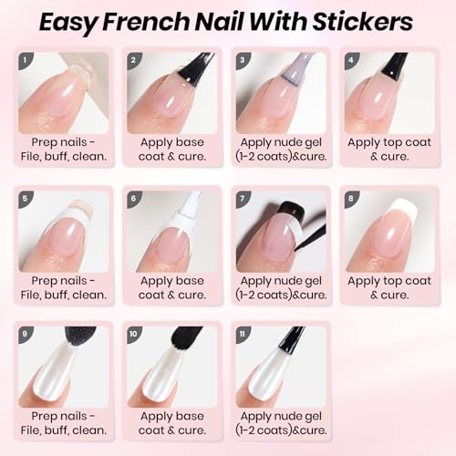 Beetles French Manicure Kit - Pearl Glaze Milky White & Pink Gel Polish - Variation Q