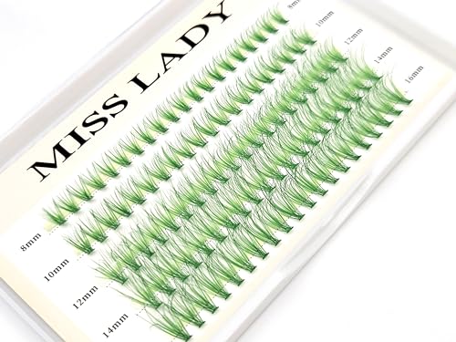 Faux Mink Lash Clusters with Mixed Lengths - Green 20D Curl C, 8-16mm, 100 Pcs