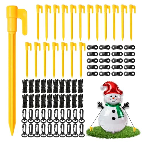 Multicolor Christmas Inflatable Stakes Set with Tether Rope & Hooks - 80 Pieces