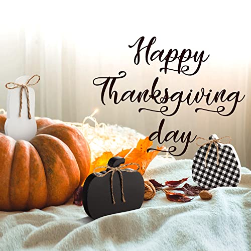 Fall Pumpkin Decor Wooden Signs Set - Rustic Thanksgiving Table Decorations