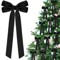 Black Velvet Bows for Christmas Tree Decorations - 12 Pack, Pre-Tied Holiday Ornaments