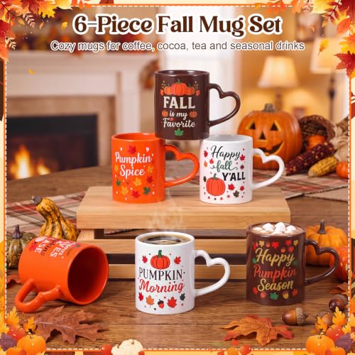 Pickmesh Fall Colorful Coffee Mug Set of 6 - 10 oz Ceramic Autumn Drinkware