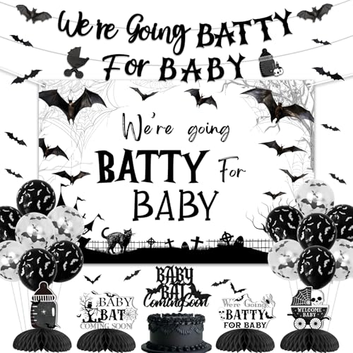 Halloween Baby Shower Bat & Ghost Decoration Kit - Spooky Gothic Party Supplies