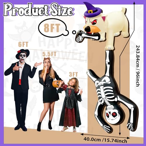 8FT Inflatable Skeleton Dog Pulling Skeleton Halloween Decoration - Variations