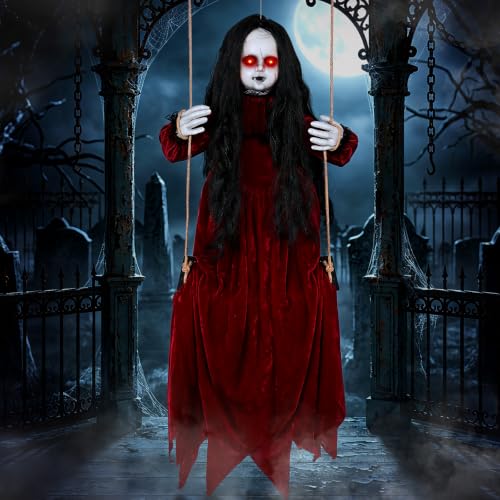 55-Inch Hanging Ghost Doll Halloween Outdoor Indoor Decor with Sound & Light