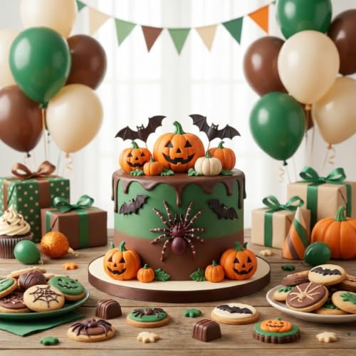 Halloween Silicone Fondant Mold Set of 6 with Spider Web Bat Crow Design - Style E