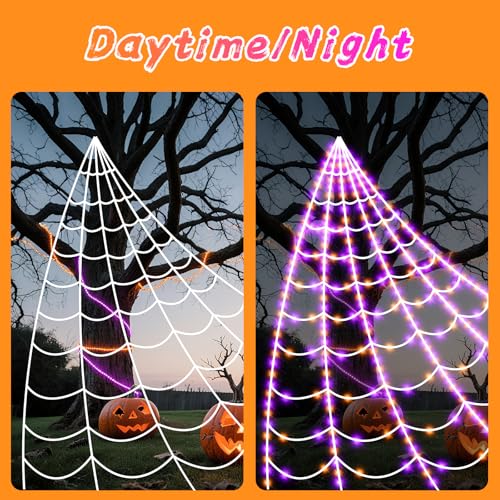 Halloween Spider Web Lights - 250 LED 16.4 Ft Outdoor Indoor Decoration with 8 Modes, Purple & Orange, Variation of THIS listing