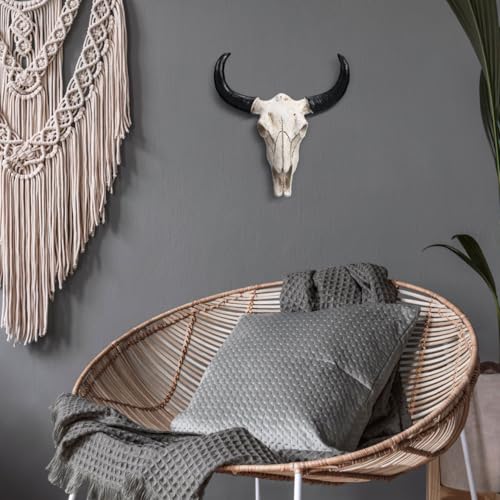 Cow Skull Wall Decor - Small Resin Animal Head Sculpture for Home & Halloween