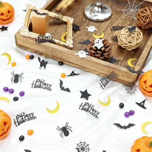 Halloween Confetti for Tables - Spooky Happy Halloween Decorations - Black 2