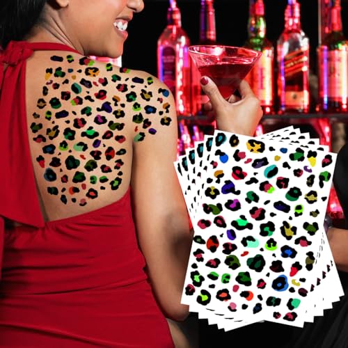 Mixed Leopard Print Temporary Tattoos 6 Sheets for Halloween & Costume Parties