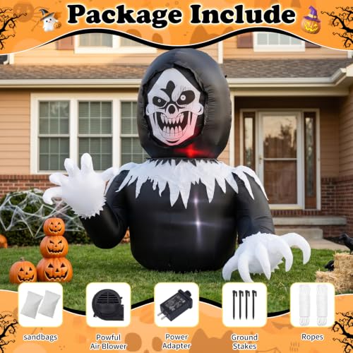 8FT Halloween Inflatable Ghost Yard Decoration with LED Lights