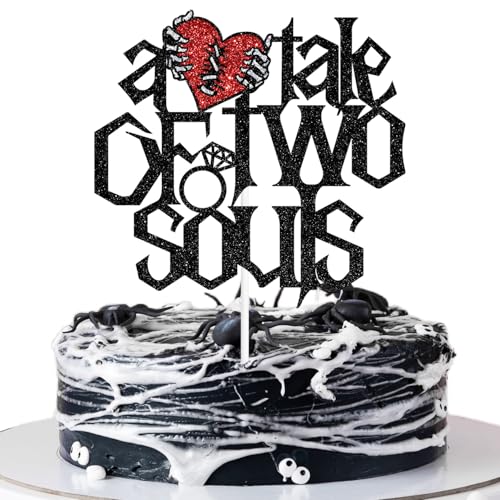 Gothic Wedding Cake Topper - Skull Heart Design for Halloween & Alternative Celebrations