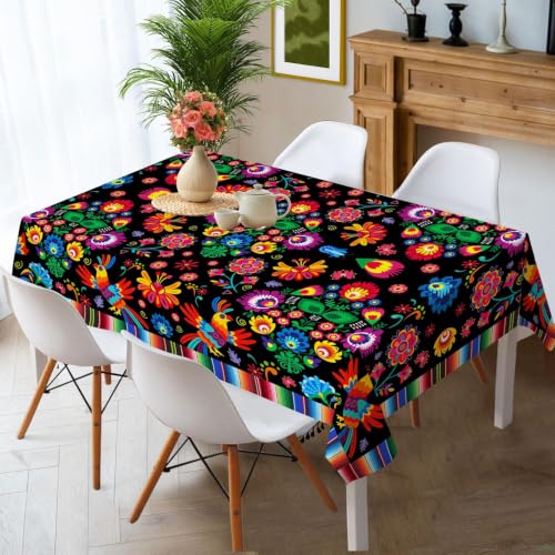 Hexagram Mexican Stripe Tablecloth 52x70 Inch Rectangular - Colorful Home Decor