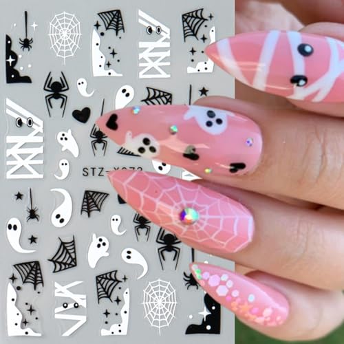 Halloween Nail Art Stickers Decals 3D Ghost Spider Web - Style9