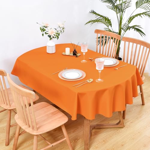 Wolkemer 2 Pack 60x84 Inch Orange Oval Tablecloth - Washable Party Decor