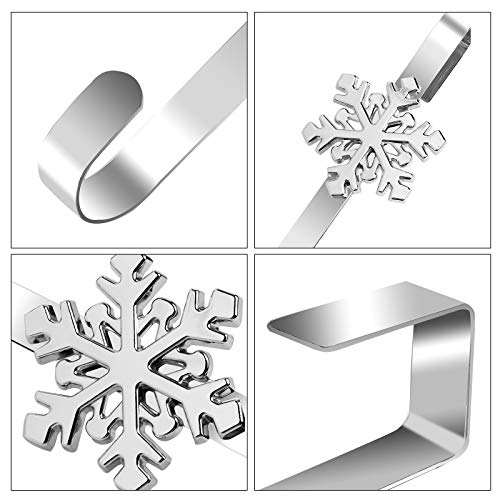 URATOT Christmas Silver Metal Wreath Hanger with Snowflake Icons - 14.5 Inch Heavy Duty Door Hook (Variation: Silver)