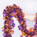 Halloween Tinsel Garland Party Decorations - 33FT Orange Purple Black with Pumpkins & Bats - Indoor Outdoor Decor