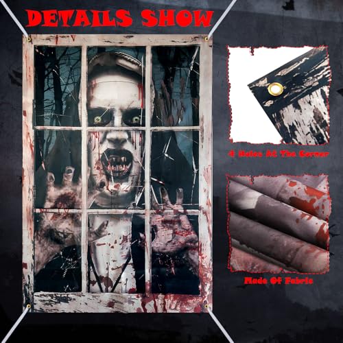 Halloween Window Decorations Scary Vampire Curtain - 32x47 Inches