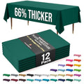 Disposable Plastic Table Cover 54x108 Inch Dark Green 66% Thicker 12 Pack