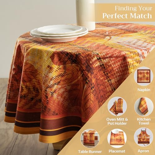 Maison d'Hermine 69-Inch Round Cotton Table Cloth - Thanksgiving Tartan Variant