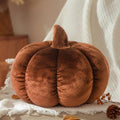 Reddish Brown Velvet Pumpkin Pillow - Fall Autumn Halloween Decor