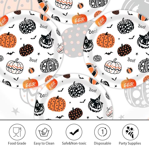 Halloween Paper Plates 9-Inch Pumpkin Party Tableware 50 Pack