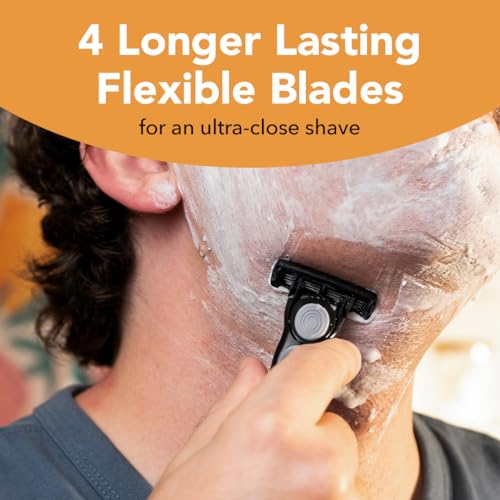 Black/Green BIC Flex 4 Men's Refillable 4-Blade Razor Set with Handle & 4 Cartridges