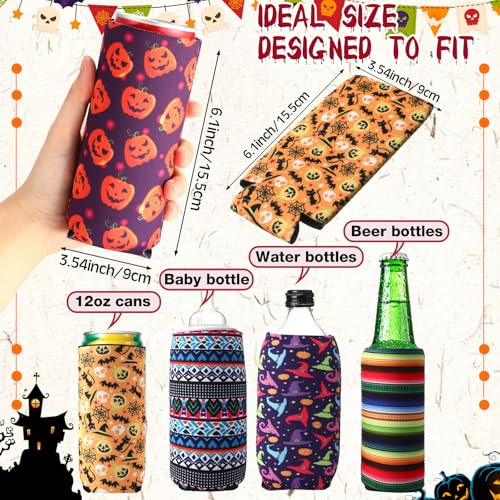 Halloween Can Cooler Sleeves 24 Pack - Insulated Beer Bottle Insulators