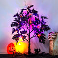 Indoor Halloween Tree Lights with Timer - 22-Inch Black Maple with Orange and Purple LEDs