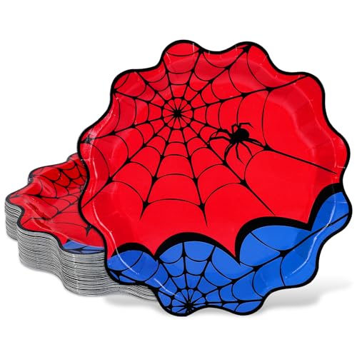 Halloween Spider Paper Plates 40 Pack - Disposable Dinnerware for Parties
