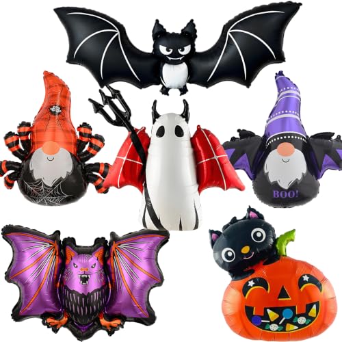 Halloween Foil Balloons Set for Party Decorations Indoor Outdoor Ghost Bat Pumpkin
