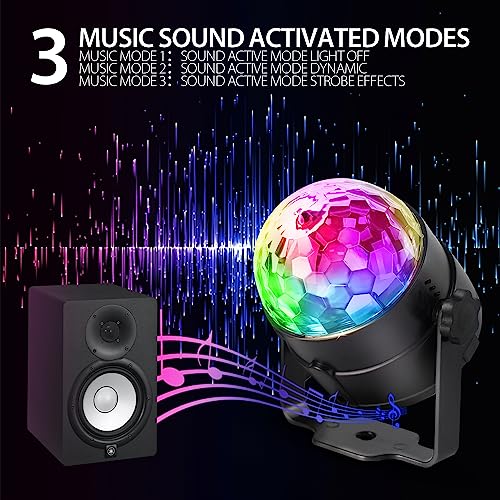 NEQUARE Disco Ball Party Lights 7 Modes Sound Activated with Remote Control 1 Pack