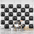 Black and Pearl White Square Foil Balloons Wall Backdrop - D03 - 48PCS