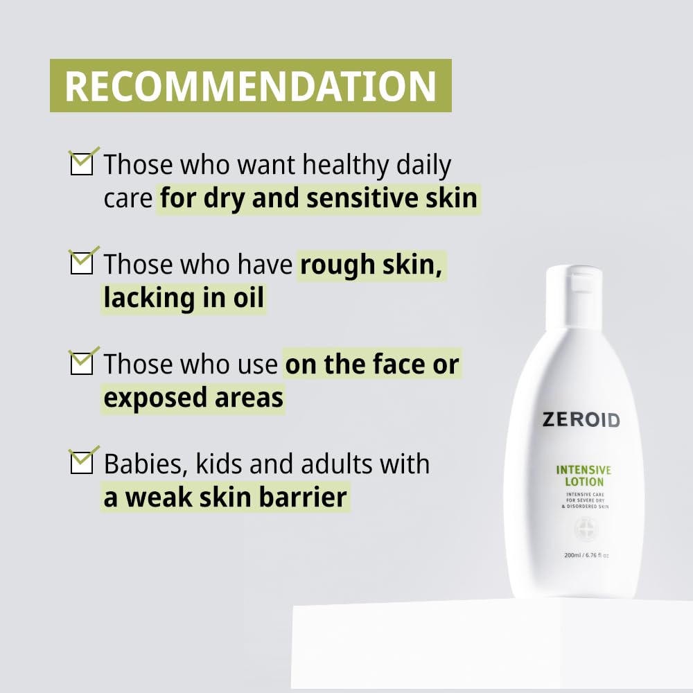 ZEROID | Intensive Lotion | Deep Hydrating Body Moisturizer for Dry Skin | 6.76 fl oz (200ml)
