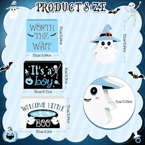 Halloween Baby Shower Table Decorations - 4 Ghosts for Boy Welcome Party