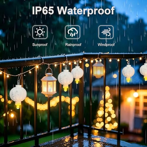 Battery Operated Paper Lantern Lights 20pcs Warm White Hanging Decor