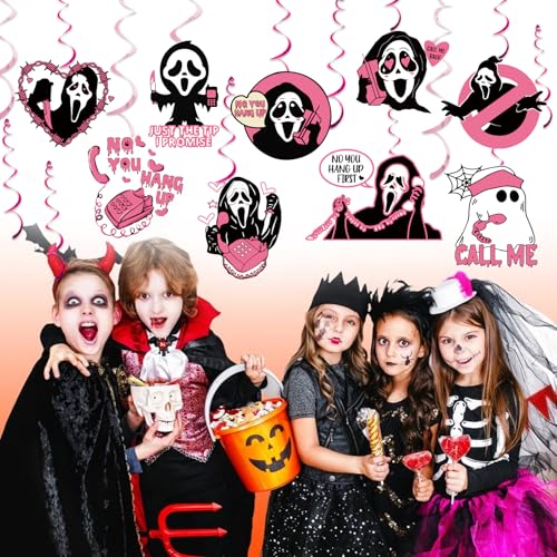 Pink Halloween Ghost Hanging Decorations Set for Party & Indoor Outdoor Decor