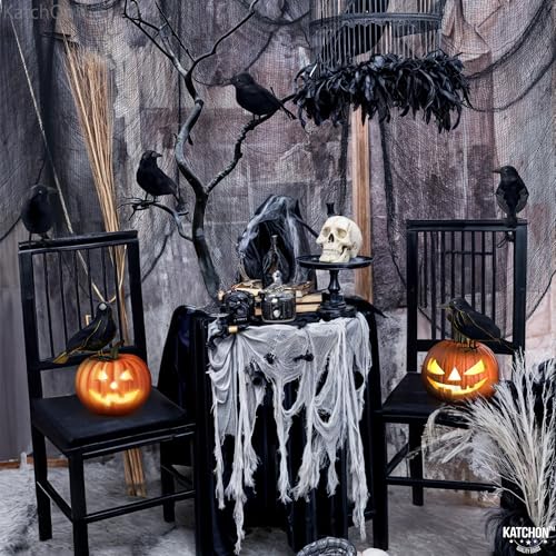 Halloween Creepy Cloth and Crows Set - Black, Pack of 7 - Spooky Decor