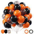 Halloween Black and Orange Balloons Set - 60Pcs Confetti Latex Decorations with Variations