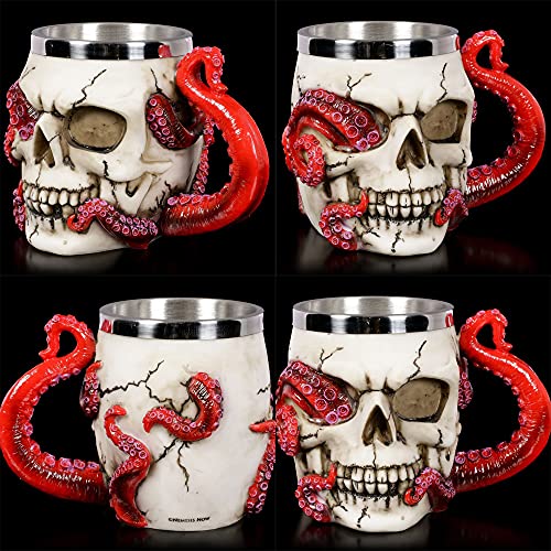 Skull Coffee Mug with Handle - 13oz Stainless Steel & Resin Halloween Gift