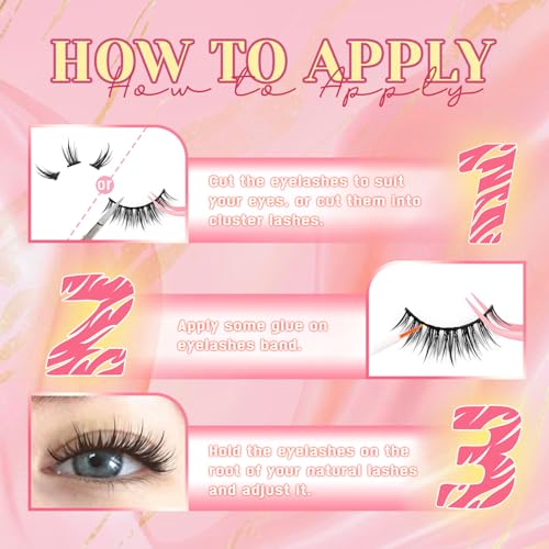 Ahrikiss Clammy Manga Wet Look False Eyelashes Kit with Glue & Tweezers