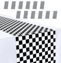 Black and White Checkered Disposable Plastic Table Runners - 12 Pcs