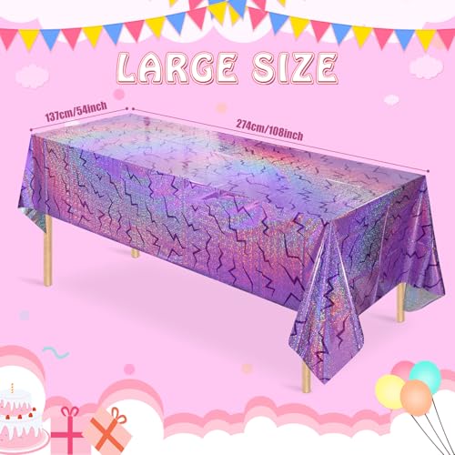 Kpop Purple Iridescent Plastic Tablecloth 54x108 Inch - 3 Pack - Disposabie Party Cover (Kpop Light Purple)