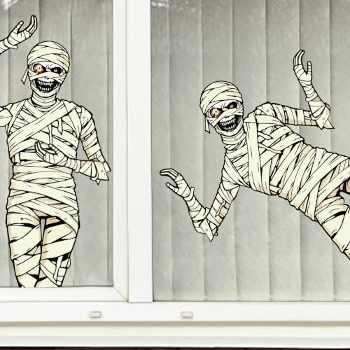 Halloween Mummy Decorations - 2 Pack Jointed Paper Mummies for Spooky Displays - Variation of Mummy / 2