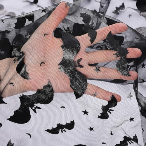 Black Bat Halloween Table Runner 29x120 Inches Linen Drape - 3pcs - Spooky Decor