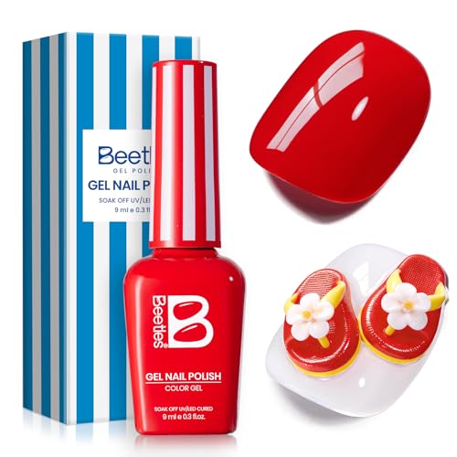 Beetles Red Gel Nail Polish - Sunburn Red | 8ML - Creme Red Variation