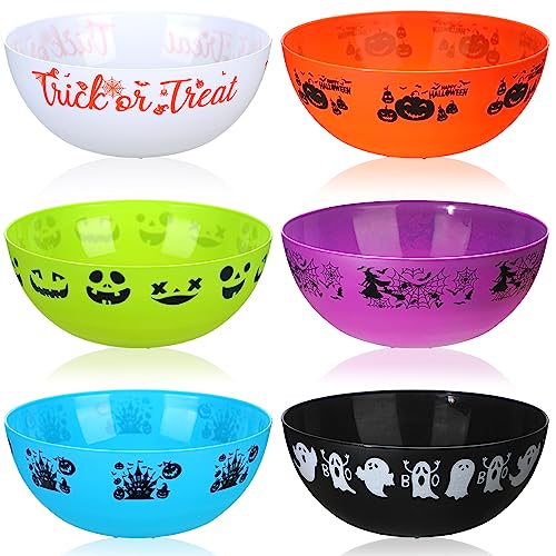 Halloween Candy Bowls Set - 6 Multicolored Trick or Treat Serving Bowls