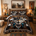 Wolf Twin Comforter Bedding Set with Pillowcases - Brown, Animal Decor