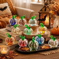 12-Piece Mini Hand Blown Glass Pumpkins Set - Fall Halloween Thanksgiving Decor
